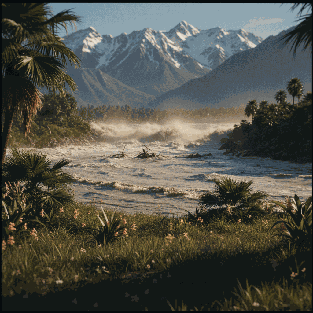 Heavy rain and river formation