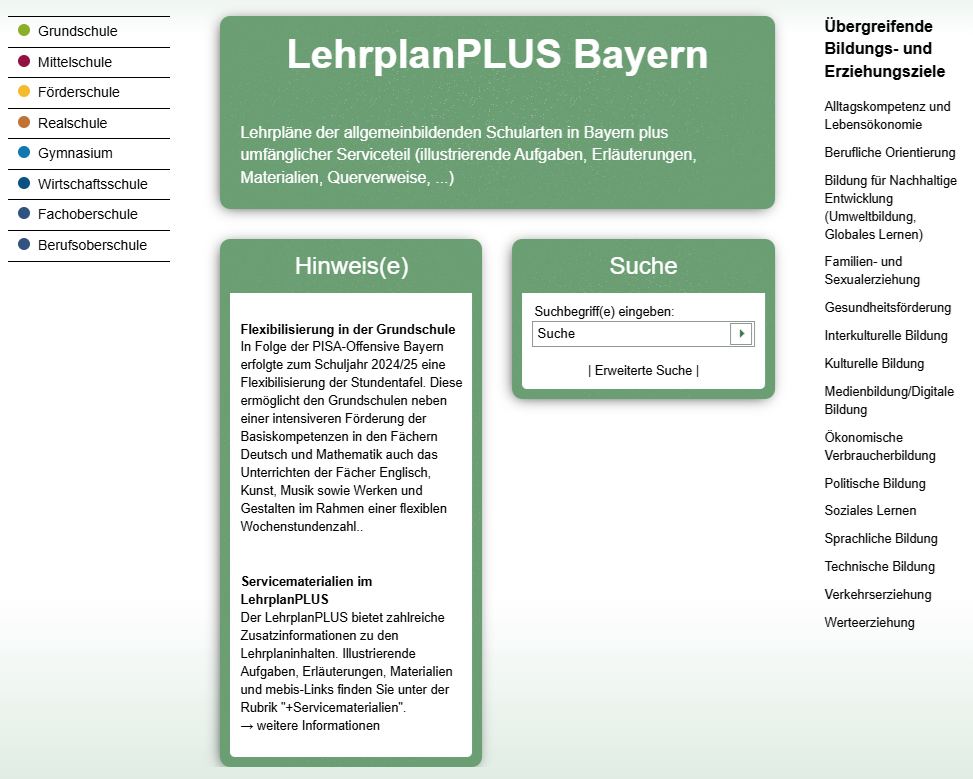 An den Lehrplan angepasst